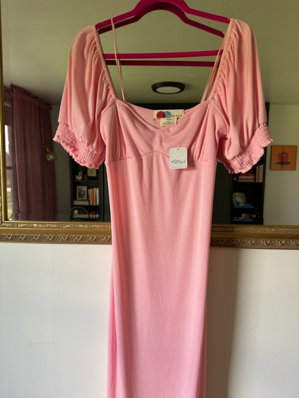 Free People Soft Pink Puff Sleeve Slip Dress